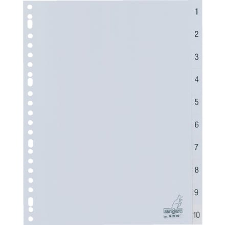 Kangaro tabbladen - A4 - PP 120 micron - grijs - 23-gaats - 10-delig cijfers