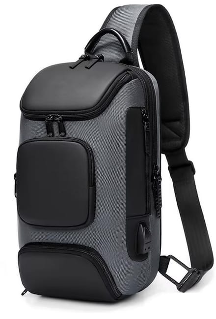 Sling Bag Rugzak met USB - Anti Diefstal Crossbody Tas - Grijs