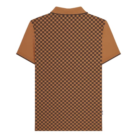 Lambretta Herenpoloshirt met tweekleurige all-over print (Tabak)