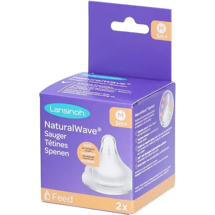 Lansinoh Natural Wave flesspeen Medium 2 stuks Onbehandeld/Naturel unisex