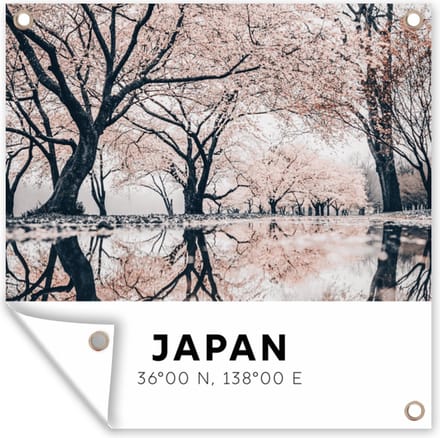 Tuindoek Japan - Sakura - Lente - Roze - 100x100 cm