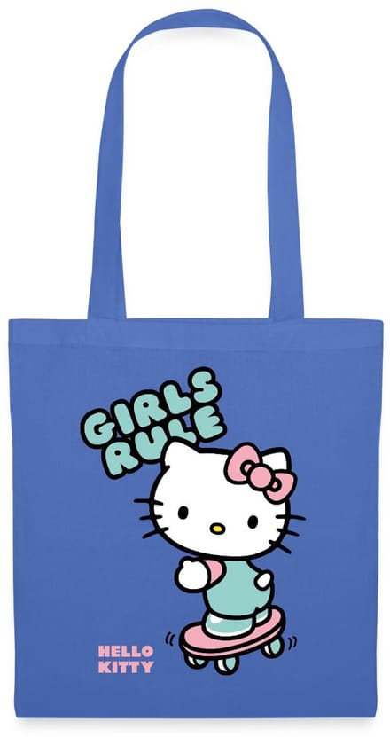 Hello Kitty Op Een Skateboard Met Girls Rules Tas Van Stof Schoudertas