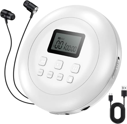 VH Supplies® Discman CD Speler - Draagbare CD-Speler - Compact Disc-Speler - Wit