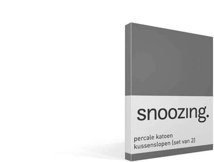 Snoozing percale katoen kussenslopen (set van 2) - Percale katoen - 40x60 cm - Antraciet