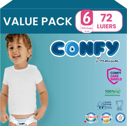 Confy Premium - Luiers Maat 6 (15+kg) - 72 Luiers - Value Pack