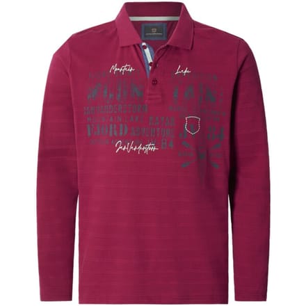 Jan Vanderstorm herren Poloshirt Met Lange Mouwen - 56/58 - donkerrood - Plus Size