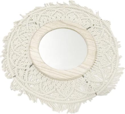 Ronde macramé spiegel 50x50x7 cm - Beige - Macramé - SILUMEN