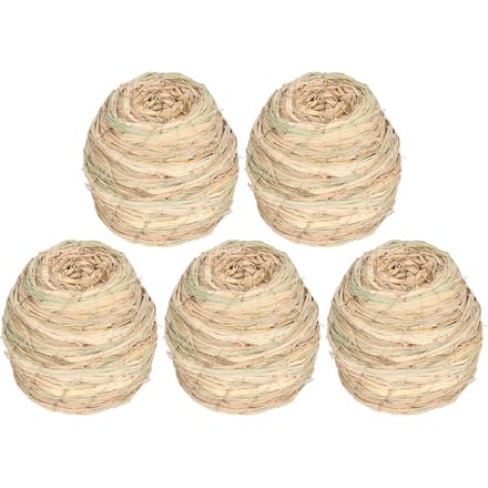Ensemble de 5 pièces 12CM Paille Simulation Oiseau Lieu d'éclosion Décoration Maison d'élevage de perroquets beige