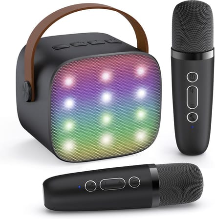 Draagbare Karaokemachine met Twee Draadloze Microfoons voor Kinderen en Volwassenen