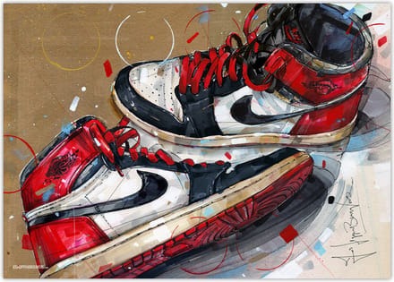 Sneaker poster 1984 black toe - red laces 70x50 cm