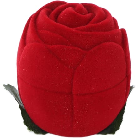Beflockt Ringdoosje Rode Roosvormig Draagbaar Oorbellen Ketting Ringen Geschenk Opbergkoffer wit