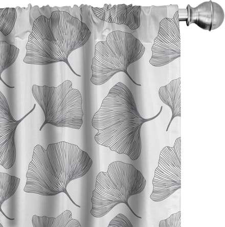 ABAKUHAUS Gingko Voorhangen – 2x 150x245 cm – Mikrofaser – Halfdonkerend – Zwart-Wit