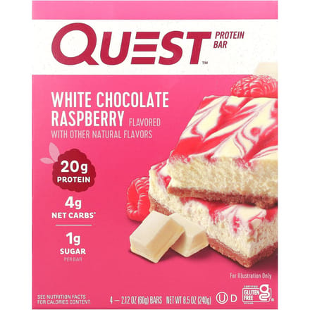 Eiwitreep, Witte Chocolade Framboos, 4 Repen, 60G (2.12Oz) Elk