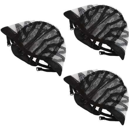 3 STUKS Elastische Pruik Netmuts Zwart Nylon Ademend Rekbaar Nep Haar Hoes voor Cosplay Make-up black