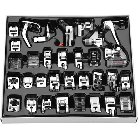 32 stuks/set Stikken Loopvoet Persvoeten Kit Huishoudelijke Naaimachine Accessoire black