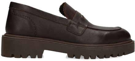 Manfield - Dames - Bruine leren loafers - Maat 41