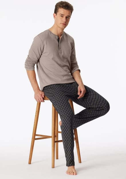Schiesser – Fine Interlock – Pyjama – 181174 – Beige Brown - Maat M