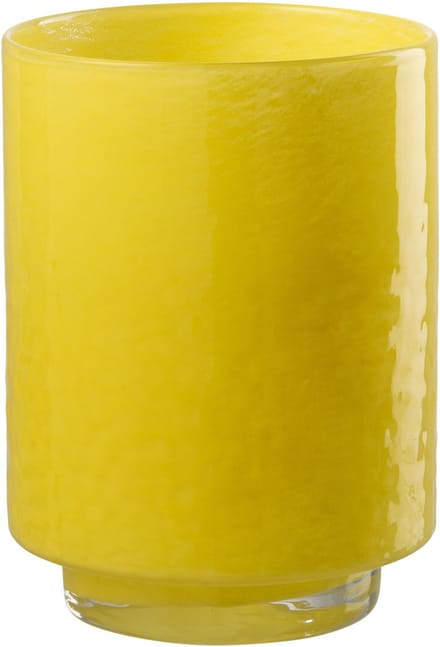 J-Line vaas Cilinder Reliëf - glas - geel - small