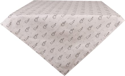 Clayre & Eef Tafelkleed 100x100 cm Beige Grijs Katoen Konijn