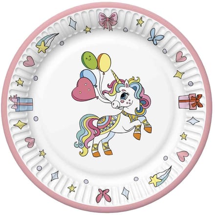 Daisy Papieren bordjes 18 cm - Colourful Unicorns