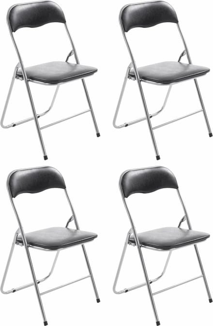 CLP Felix Set van 4 klapstoelen zwart/zilver