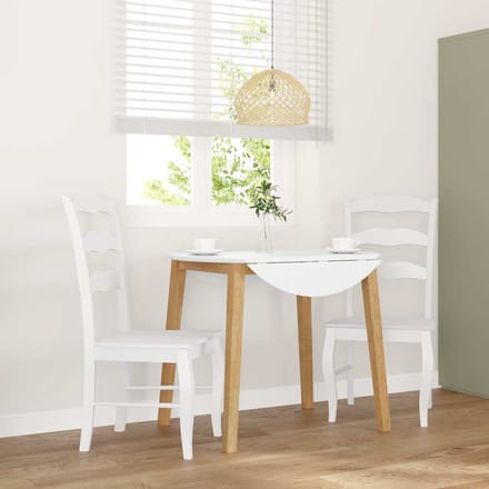 vidaXL - Eetkamerstoelen - 2 - stuks - Wit - Massief - Hout - Rubber
