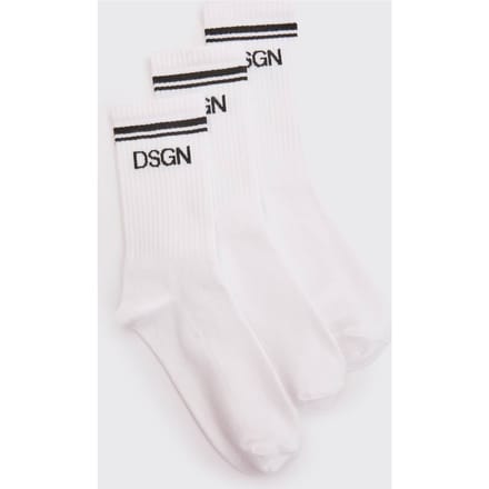 Dames Dsgn Studio 3-pack Sportsokken Met Streepdetail | Wit