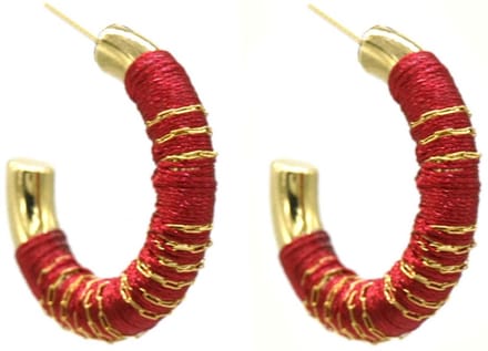 Oorbellen - Open Oorringen - RVS - 3 cm - Goudkleurig en Rood
