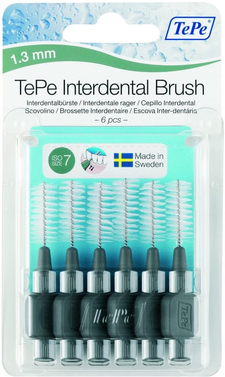 6x TePe Ragers 1,3 mm Grijs blister à 6 stuks