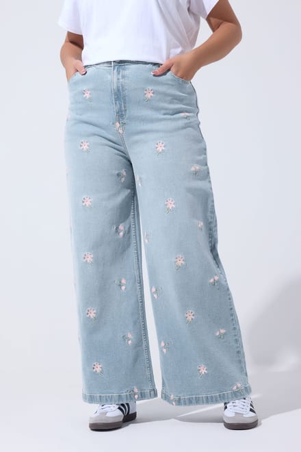 Limited Collection Blauwe Jeans Met Bloemenborduursel Size 44