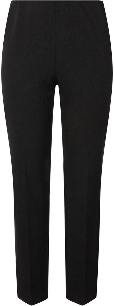 Ulla Popken - Dames - Broek zijdelingse siernaad elastische tailleband - Donkergrijze melange - Maat 48