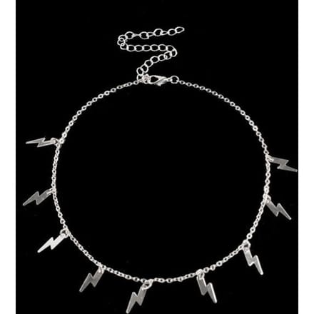 Nouveau Collier Pendentif Forme Éclair Couleur Or Argent Mode pour Femmes Filles Bijoux Boho Classique Déclaration Ras de Cou argenté