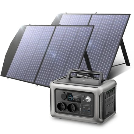 ALLPOWERS Solar Generator Kit 600W (R600 + SP027 100W Solar Panel) - R600-Black+2PCS SP027 100W Solar Panel