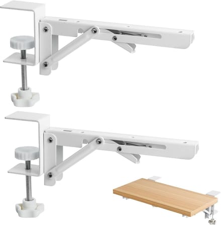 Verlengstuk voor Bureau Keyboard Tray Uitschuifbaar Zonder Boren Wit Set van 2