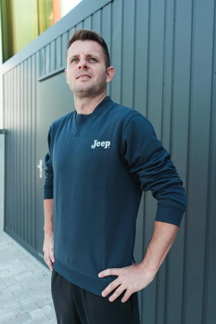 Jeep heren bomberhalssweatshirt blauw - S