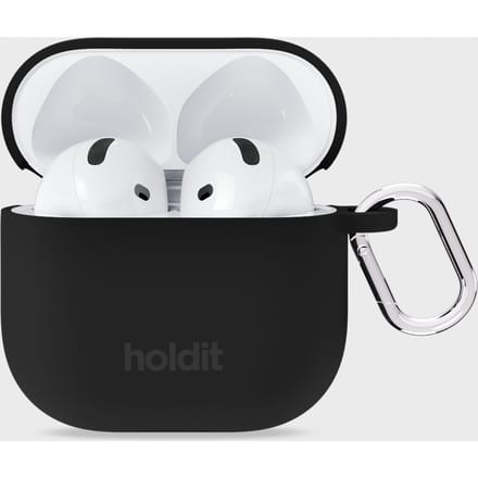 Holdit Solid Silicone Case voor de Apple AirPods 4 - Zwart