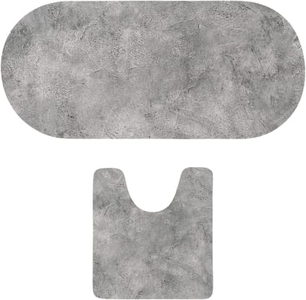 Tendance badkamer matten set Calm Concrete - toiletmat/badmat lang - microfiber - antislip