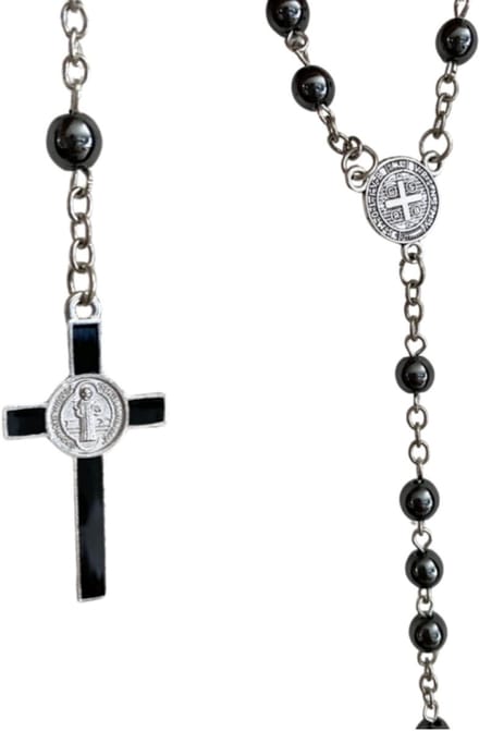 Rozenkrans- Obsidiaan steen - Gebedsketting- zwart-Charme Bijoux