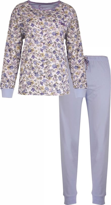 Tenderness Dames Pyjama Set - Bloemetjes print - Licht Blauw - Maat L