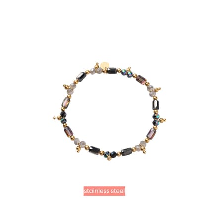 Day&Eve by Go Dutch Label Armband (Sieraad) Elastisch Kralen Balletjes Zwart