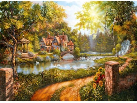 Ravensburger puzzel Cottage by the River - 500 stukjes.