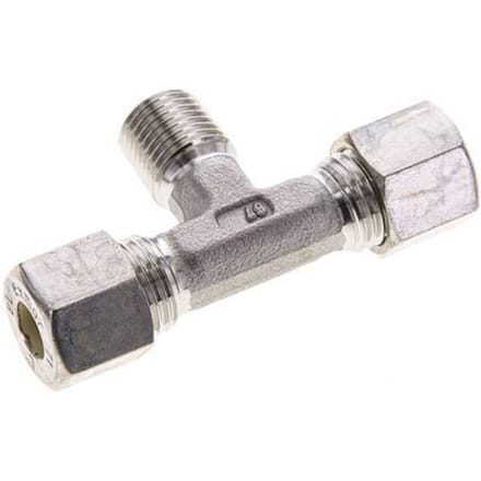 8L & R1/4'' RVS T-stuk Knelfitting Buitendraad 315bar ISO 8434-1