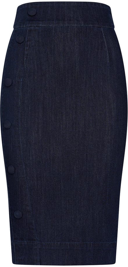 Succubus Clothing Norma Jean Denim 50's Pencil Rok in Navy