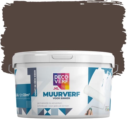 Decoverf muurverf mat koffiebruin, 2.5L
