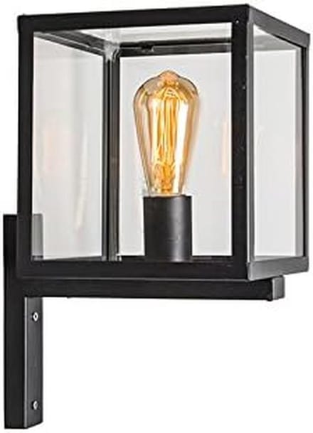 Industriële Vierkante Buitenwandlamp Zwart - E27