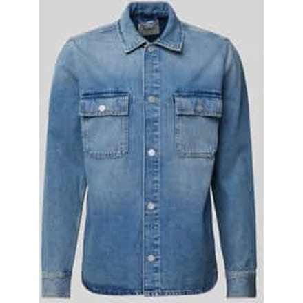 Relaxed fit overhemdjack met paspelzakken op de borst