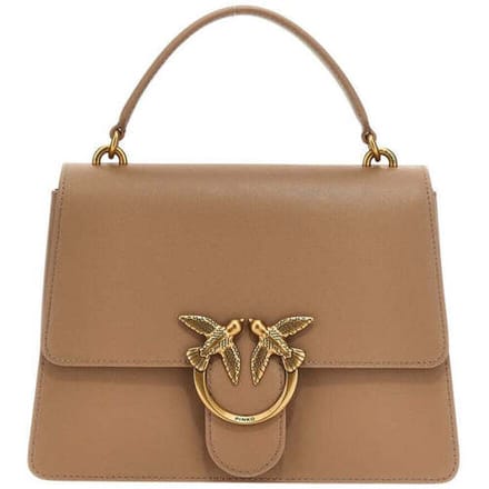 PINKO Handtas Schoudertas Love One Top Handle Classic Light Ginger Biscuit - Antique Gold Taupe