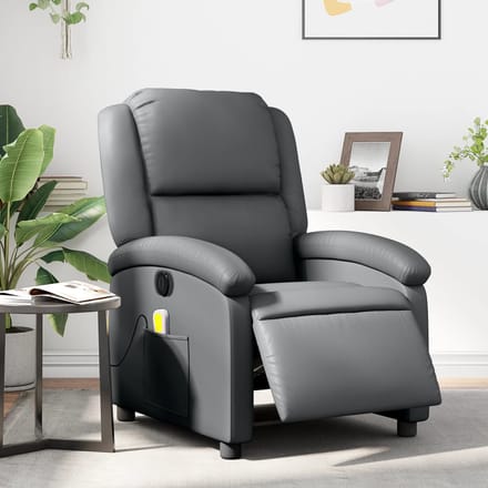 vidaXL - Massagestoel - verstelbaar - elektrisch - kunstleer - grijs