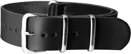 Leren NATO Horlogeband Zwart 18mm