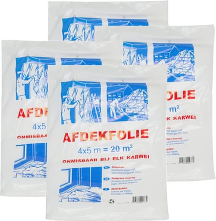 Afdekfolie/bouwfolie 4x5 meter 4 stuks
